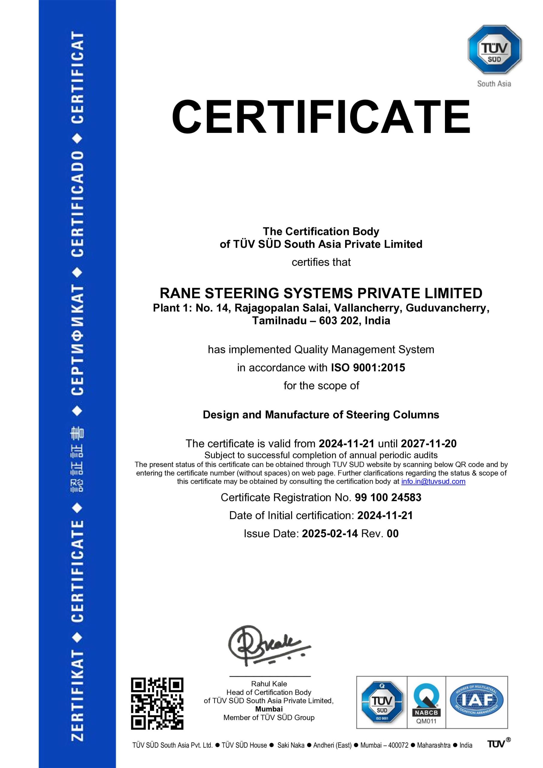 P1_Chennai RSSL ISO 9001 Certificate